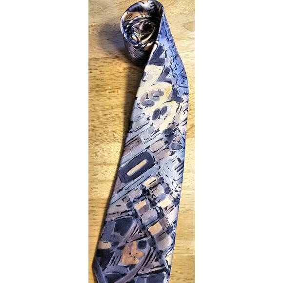 KETCH CLASSICS Necktie Abstract Multi-Color Blues And Cream Made in USA - Picture 2 of 6